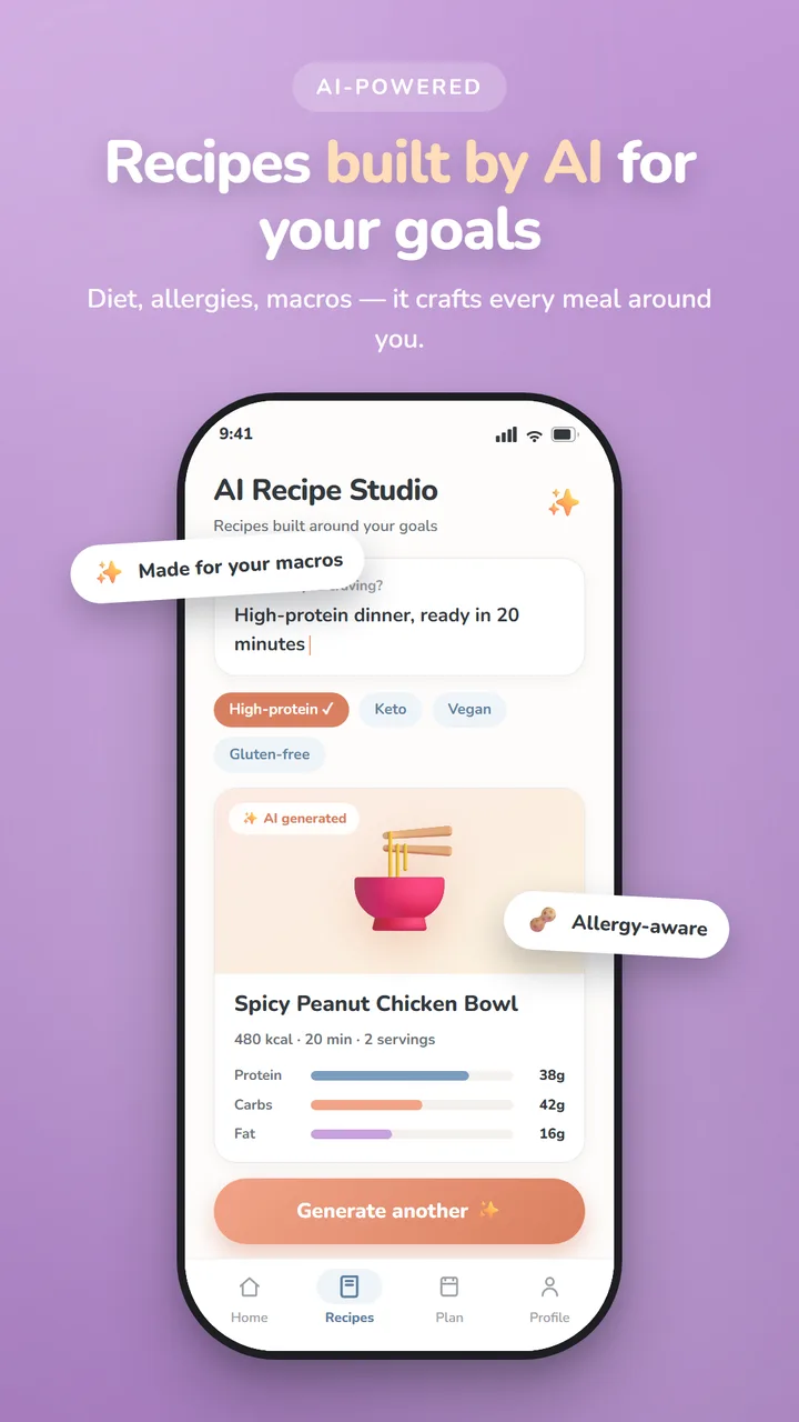 Mealique app screenshot: AI meal plan generator