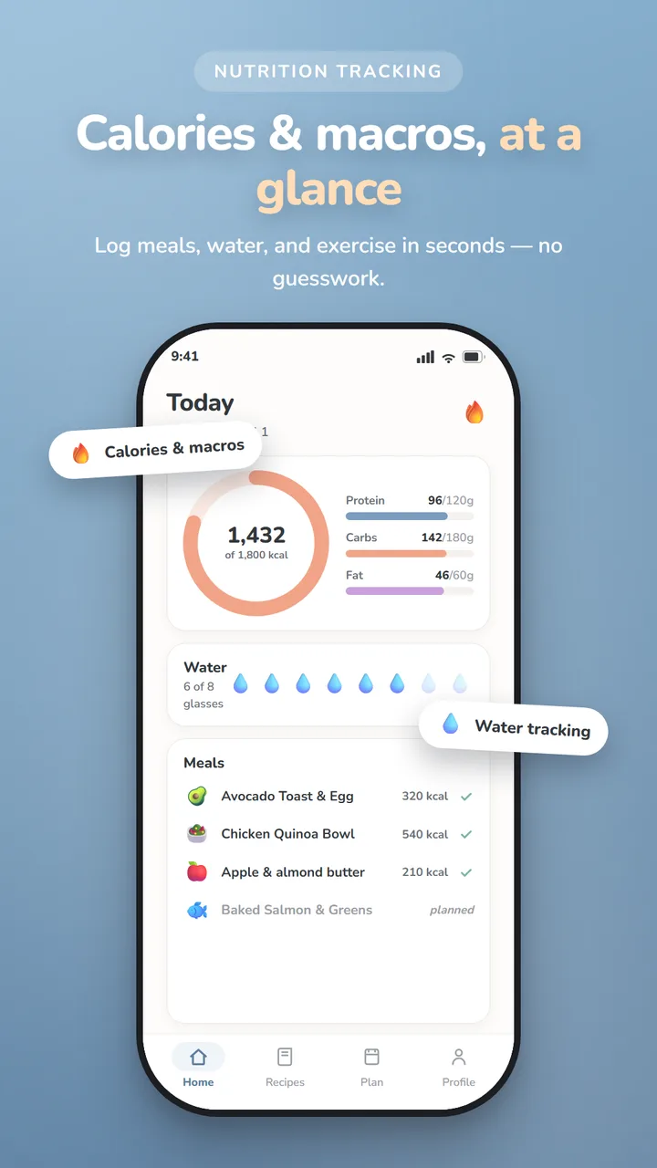 Mealique app screenshot: Calorie & macro tracker